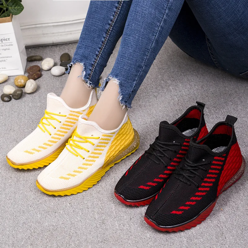 

2019 Autumn Korean-style Flying Woven Shoes Women's Dad Shoes INS Hot Selling Shoes Knitted Jelly End Athletic Shoes Fashion Tma