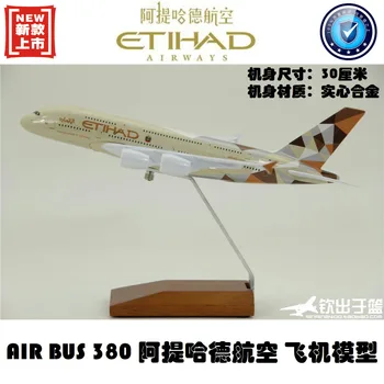 

30 Cm Solid Alloy UAE Etihad Aircraft Model Airbus A380 Etihad Airways Airplane Model Gift Decoration Toys for Children Adults