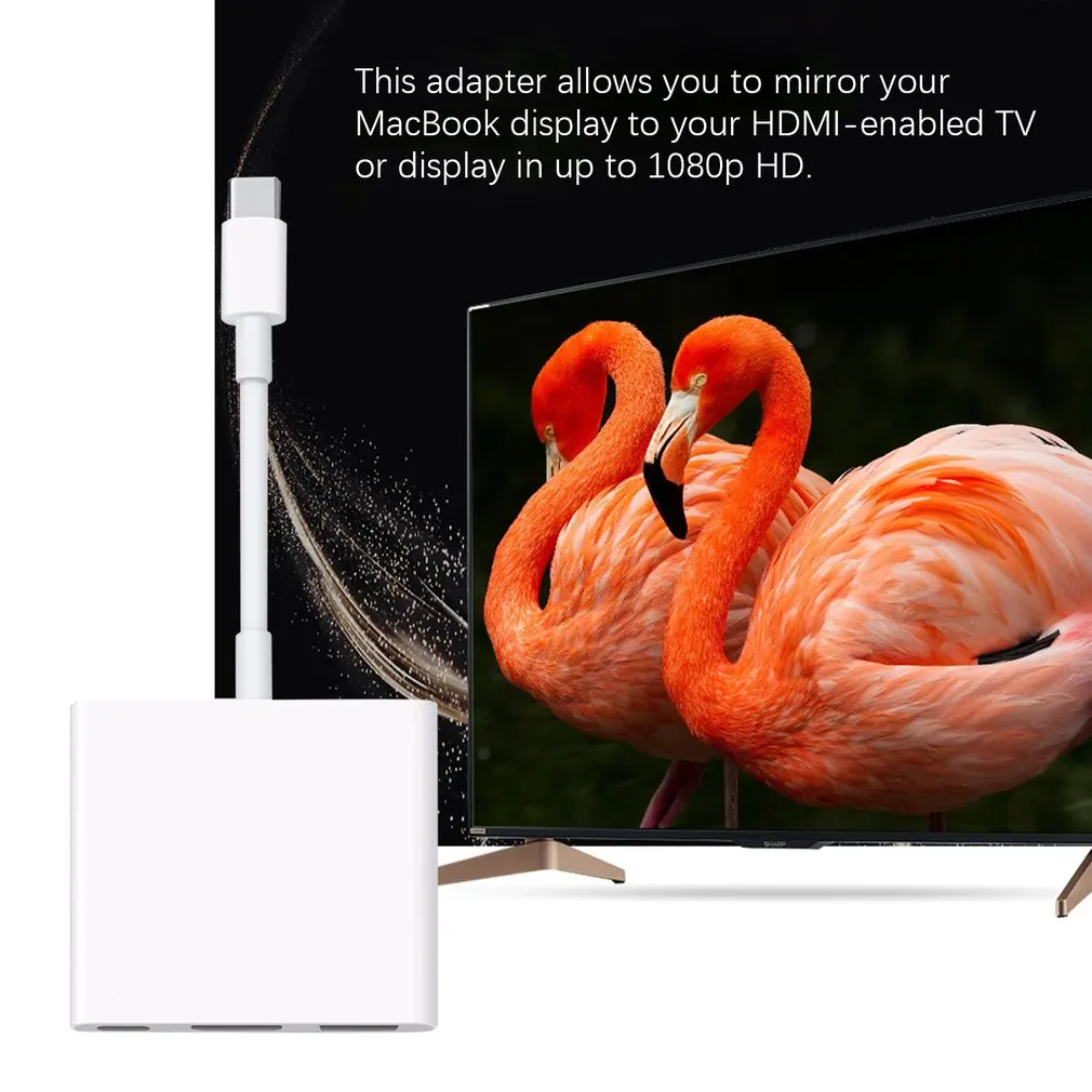 USB-C цифровой AV многопортовый адаптер с USB портом белый прочный для Apple type-c цифровой AV многопортовый адаптер