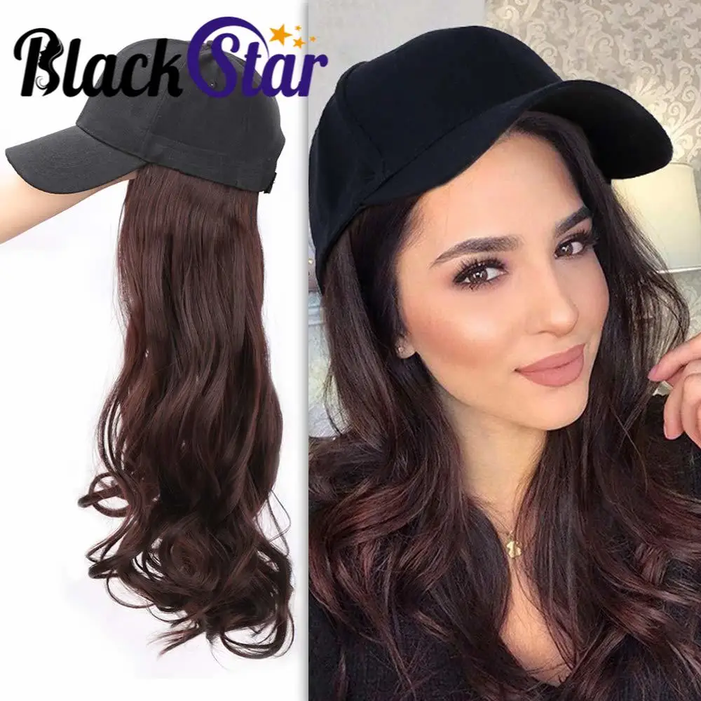 Fashionable White Baseball Cap Hat Wig Baseball Hat with Hair Attached Wigs  Long Curly Hairpiece Hairpiece Cap Hair Extensions for Women03