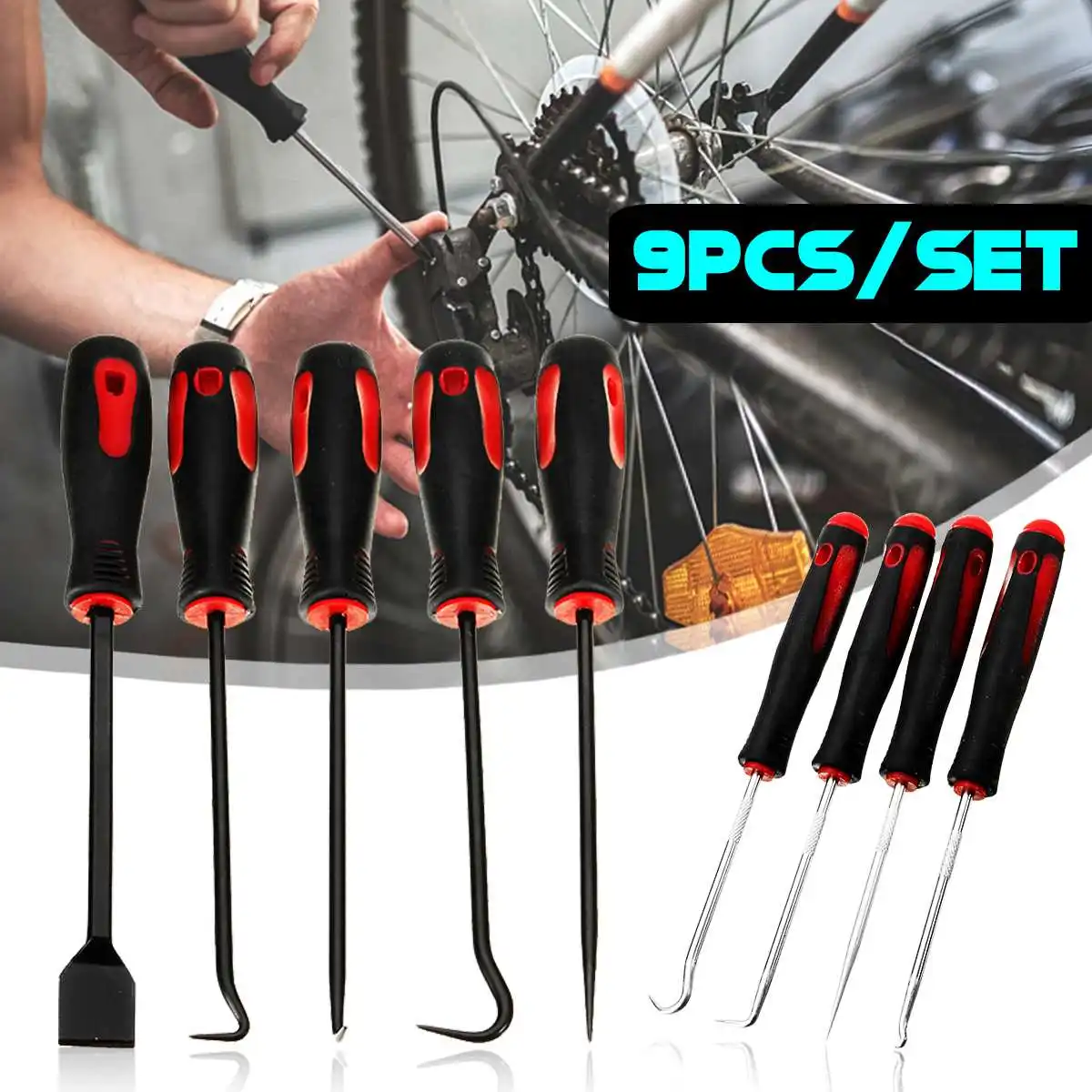 

Autoleader 9Pcs Scraper Pick Hook Tool Set O Ring Gasket Puller Seal Remover Car Auto Repair Tool Chrome Vanadium Steel