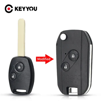 KEYYOU Fob 2/3/4 Bottoni Caso di Sostituzione Chiave Dell'automobile A Distanza Borsette Fit per Honda Acura Civic Accord Jazz CRV HRV Caso Chiave Housin
