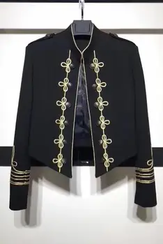 

New catwalk retro British men's suits stage men's slim small suit hair stylist short suit jacket singer costumes