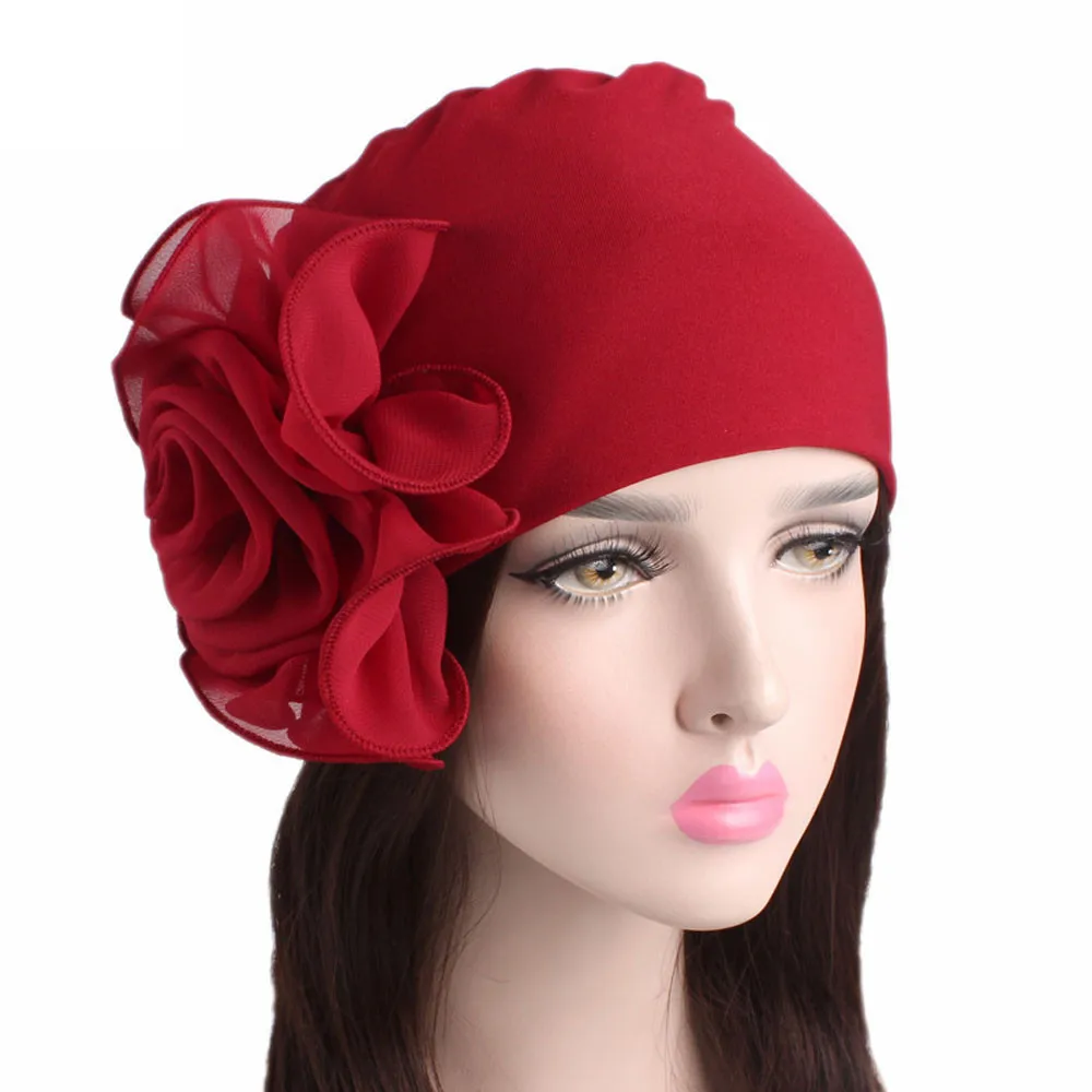 

Beanie Hat Cancer Patients Women Retro Big Flowers Hat Winter Brim Hat Cap Funny Pile Cap Breathable Headwear turbante feminino