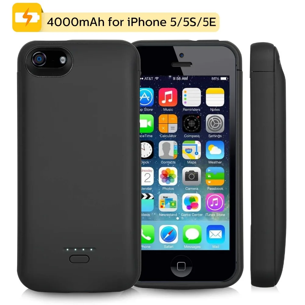Funda para cargador de externa, carcasa de carga para iPhone 5, 5S, 5SE, 4000mAh|Cajas de cargadores de batería| - AliExpress