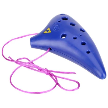 

ABLD-12 Hole Ocarina Plastic Alto C Vessel Flute Wind Musical Instrument Legend with Music Score Blue