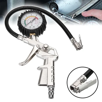 

Universal 1pc 220 PSI Tyre Air Inflator Dial Pressure Meter Gauge Air Line Tyre Pump Pressure Dual Air ChuckTester For Car Truck