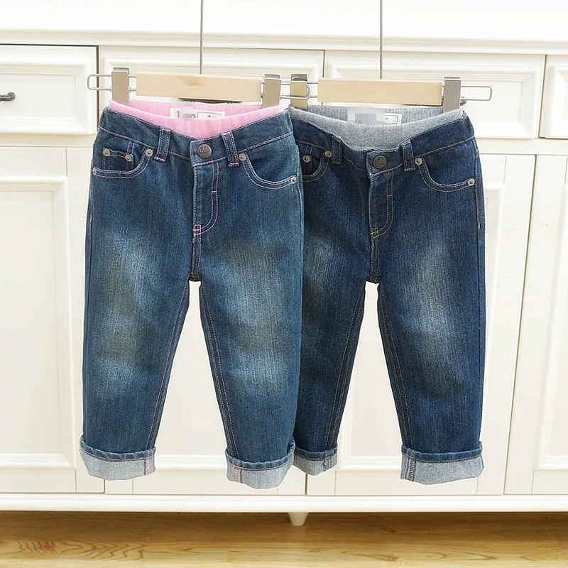 Детская одежда для мужчин и женщин; детские джинсы на осень и зиму; брюки с эластичным поясом