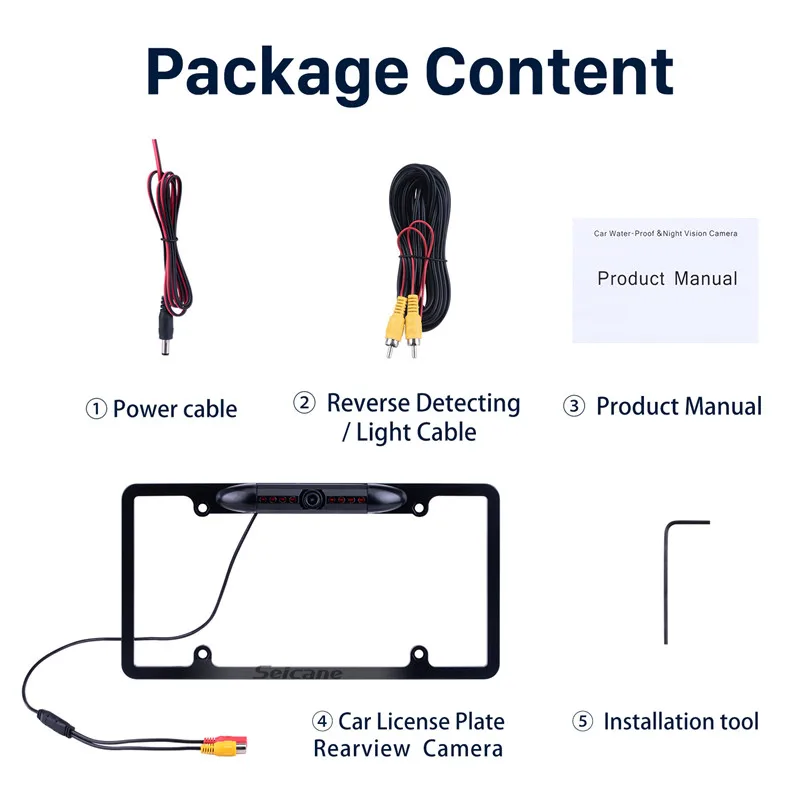 Seicane 170 Degree HD Wide Angle Large Viewing Night Vision Waterproof License Plate Rearview Camera Car Parking Reversing