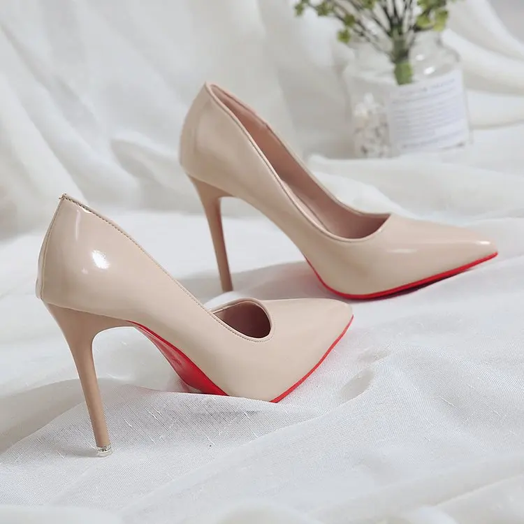 Zapatos clásicos de charol con punta en pico para Mujer, calzado de tacón alto, para fiesta, boda, color rojo, oferta de 2020