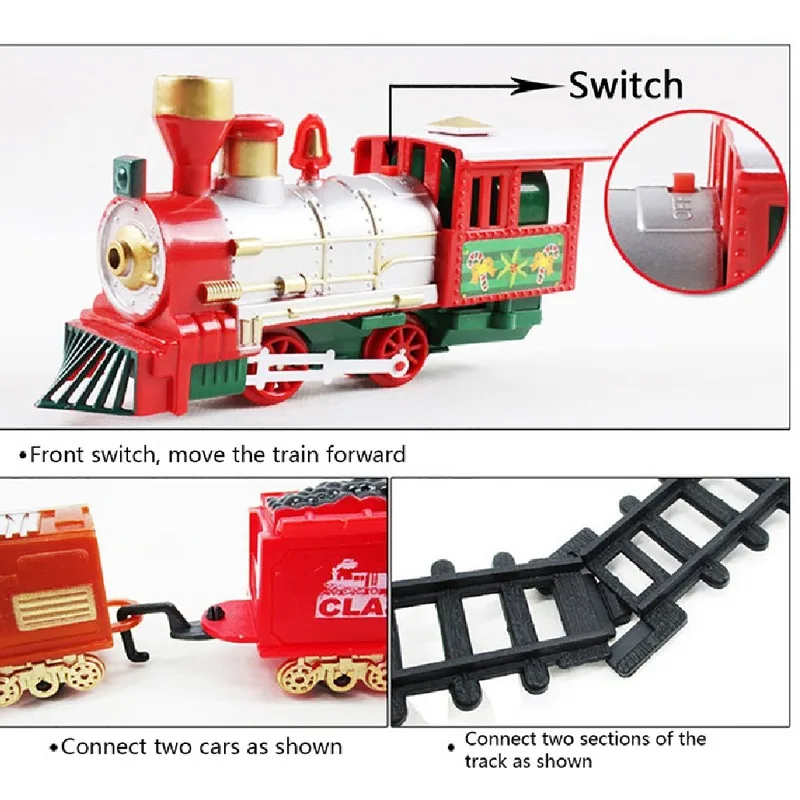 Рождество электрический вагон поезд Игрушка Детская электрическая игрушка набор железнодорожных поездов гоночный Дорожный транспорт строительные игрушки 282539