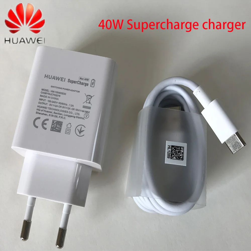 Оригинальное зарядное устройство Huawei P30 Pro 40 Вт 10 в/4 а адаптер для суперзарядки 100