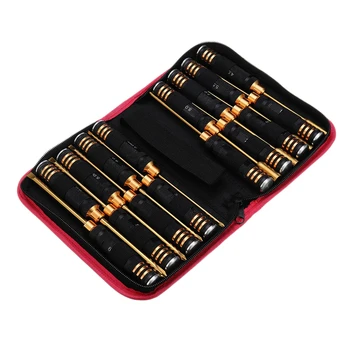 

16Pcs Rc Model Mini Hand Tool Hex Screw Nut Flat Hexagonal Screwdriver Steel Set With Bag Black Round Hand Shank