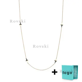 

Xl tfx rllen sterling silver fashion popular black T necklace is perfect for ladies party jewelry wholesale free shipping.