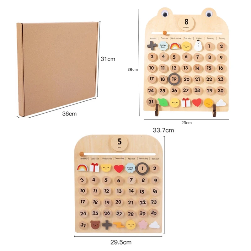 Nordic Wooden Calendar 2022 Early Learning Toys Date Weather Cognitive Art Ornament Wall Hanging Education Toy For Kid Room Gift 6