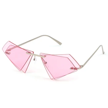 

Rimless Sunglasses Double Glasses Lens Transparent Irregular Cat Eye Dual Unique 85WB