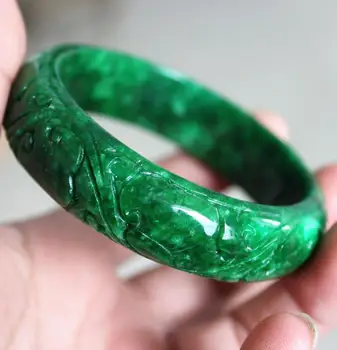 

Natural jadeite Bracelet cyan Bracelet Ganoderma lucidum Ruyi Bracelet jadeite cyan Hand Carved Jade Bracelet