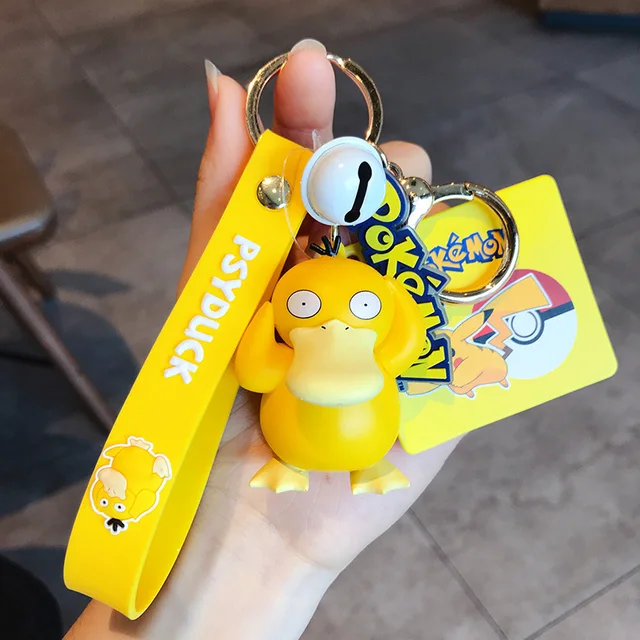 Genuine Pokemon Action Figure Pikachu Keychain Pokémon Keychain Squirtle Psyduck Keychain Model Car Keychain Psyduck