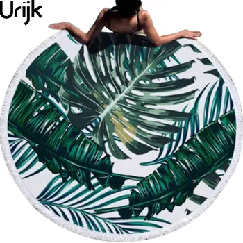 

Printed Bath Towels Tropical Leaves Flower Beach Towel Round Microfiber Beach Towels for Living Room Boho Style Home Decor