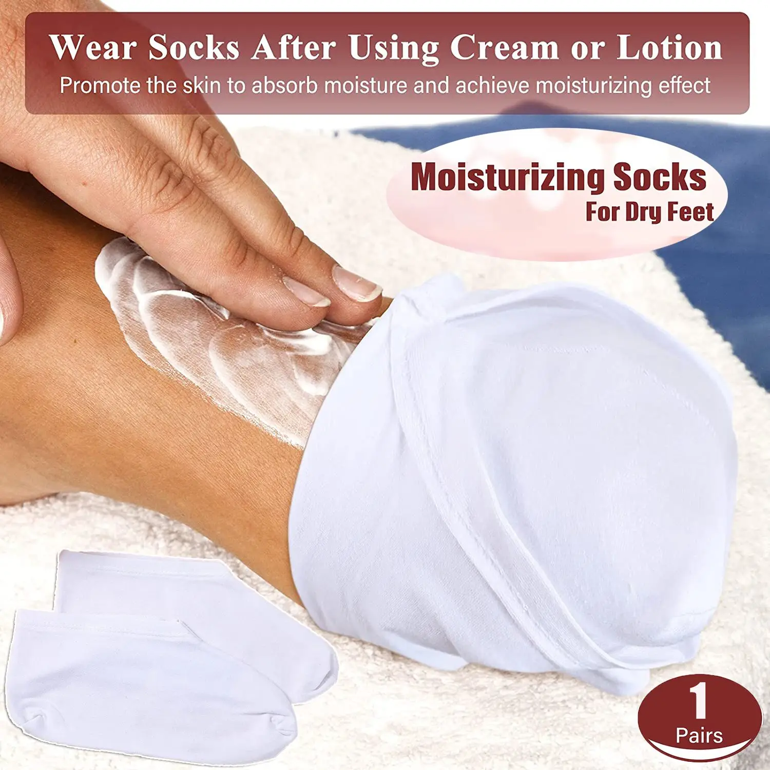 Foot Care Soft Sleep Socks for Skin Care White Grey Overnight Moisture