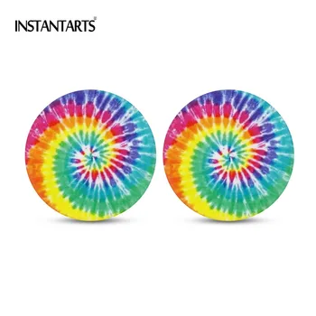 

INSTANTARTS Colorful Tie-dye Pattern Car Cup Holder Coasters for Women Girly Accessories Set of 2 Small Cupholder Coasters Mats