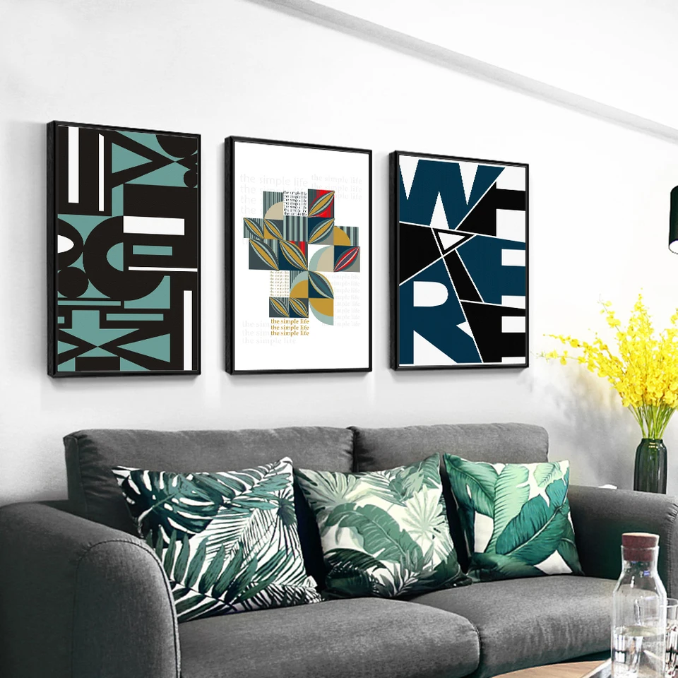 Toile avec motif géométrique abstrait, sans cadre, peinture artistique  murale | AliExpress