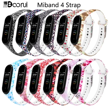 

BOORUI mi band 4 strap smart accessories Personalized Print varied flowers silicone Replacement for xiaomi miband 3/4 strap