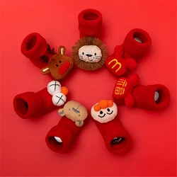 Chaussettes de noël antidérapantes pour bébé, en coton, rouge, pour nouveau né, pour enfant, garçon et fille 