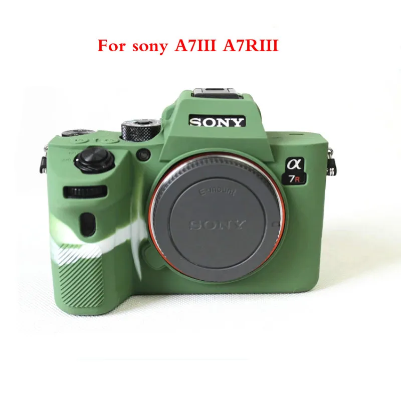 A7III Army green Мягкий силиконовый резиновый защитный корпус для камеры чехол КРЫШКА ДЛЯ sony A9/A7 III A7R3 A7RIII A7III A7M3/A7 II A7II A7M2 A7SII A7RII - Цвет: A7III Army green