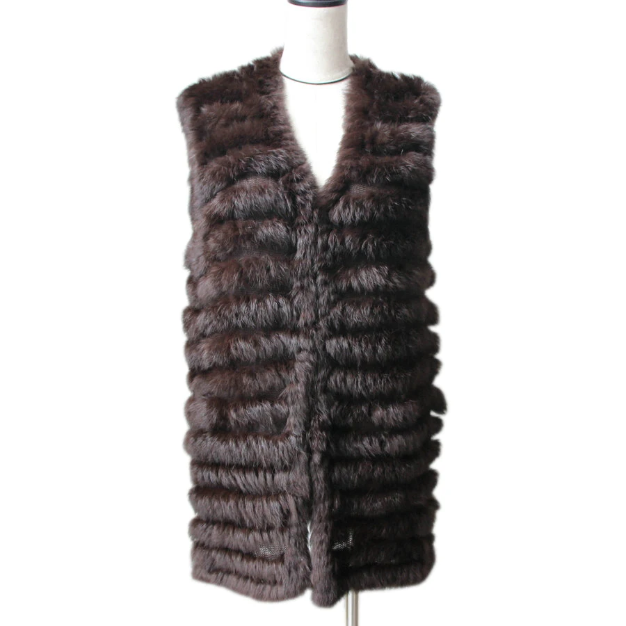 

2019 natural rabbit fur knitted vests new six color good quality lady Rex fur jackets underwaist sleeveless fur vest