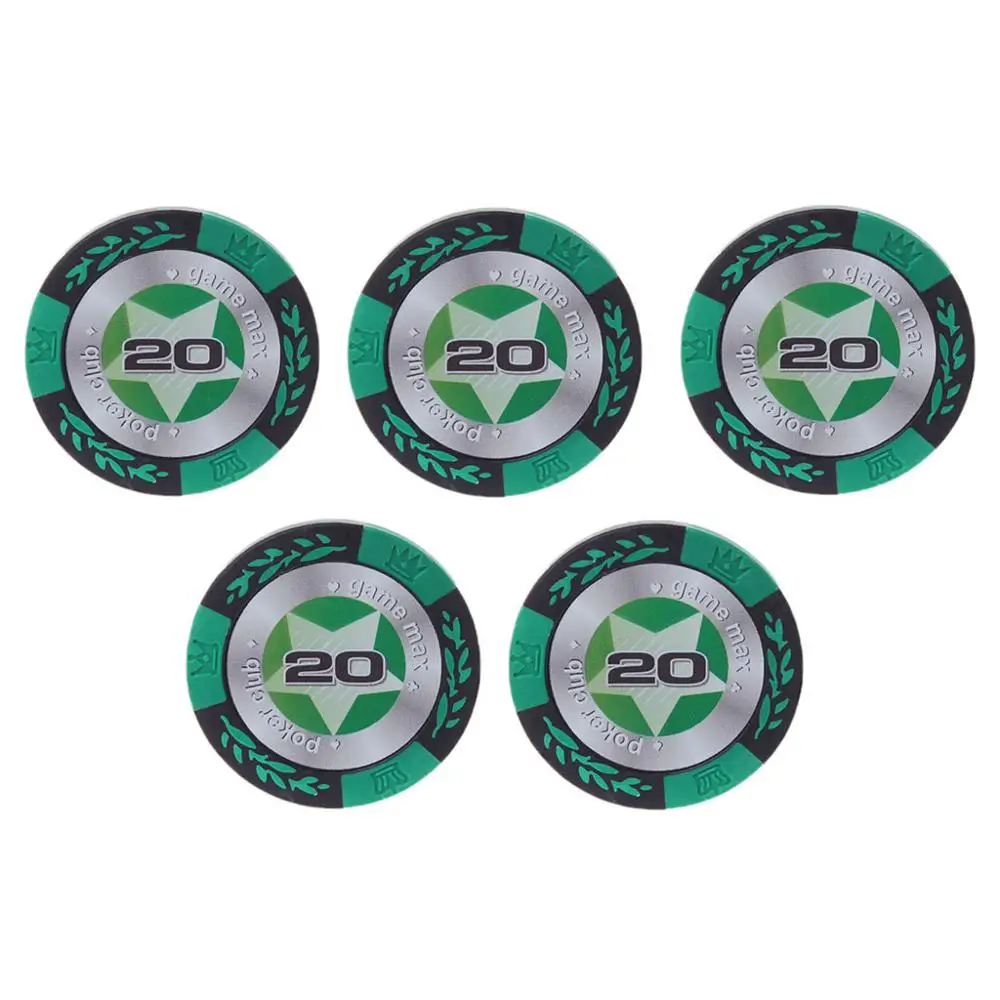 20 5 шт. фишки для покера глиняные монеты для казино Texas Hold'em Baccarat Pokerstars Crown Coin W91C - Цвет: 20