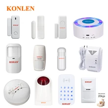 Sem fio da janela da porta alarme infravermelho pir sensor de movimento fumaça de incêndio detector de vazamento de gás fotoelétrico teclado 433mhz da série konlen