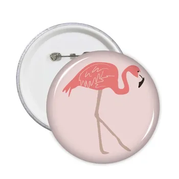 

Walking Flamingo Pattern Pink Round Pins Badge Button Clothing Decoration 5pcs Gift