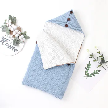 

Baby Sleeping Bags Winter Warm Footmuff for Infant Kids Stroller Envelopes Solid Knitted Children Swaddle Wrap Sleepsack 75*35cm