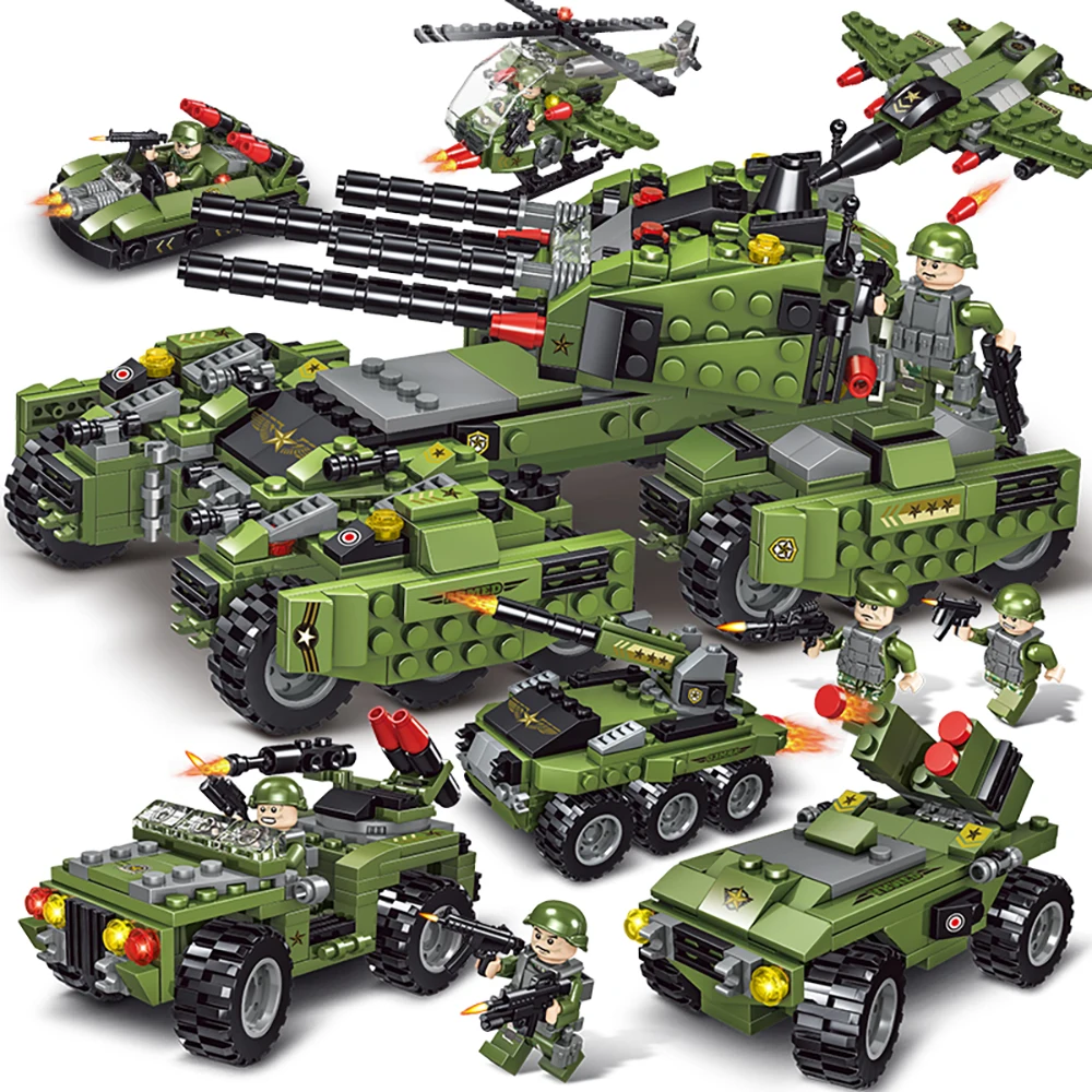 Price 710PCS Tank Building Blocks Helicopter Vehicle Aircraft Boy Toys Figures Educational Blocks Military Compatible LegoED Bricks