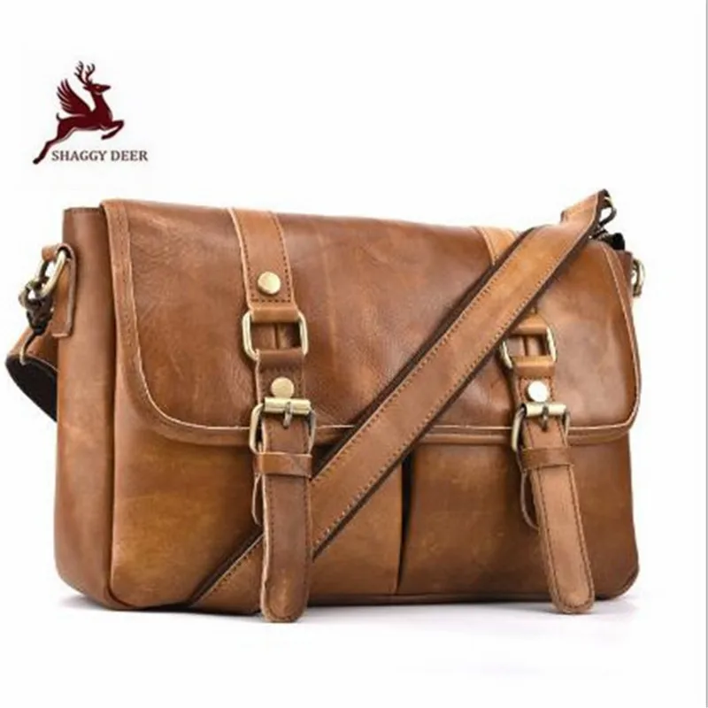 

2019 Autumn First layer Oil wax Cow leather business trip bags Multi-pocket large capacity gentlemen Messenger briefcase bag