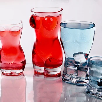 

Sexy Lady Men Durable Double Wall Whiskey Glasses Wine Shot Creative Body Shape Glass Cup Glass Big Chest Beer Cup 4