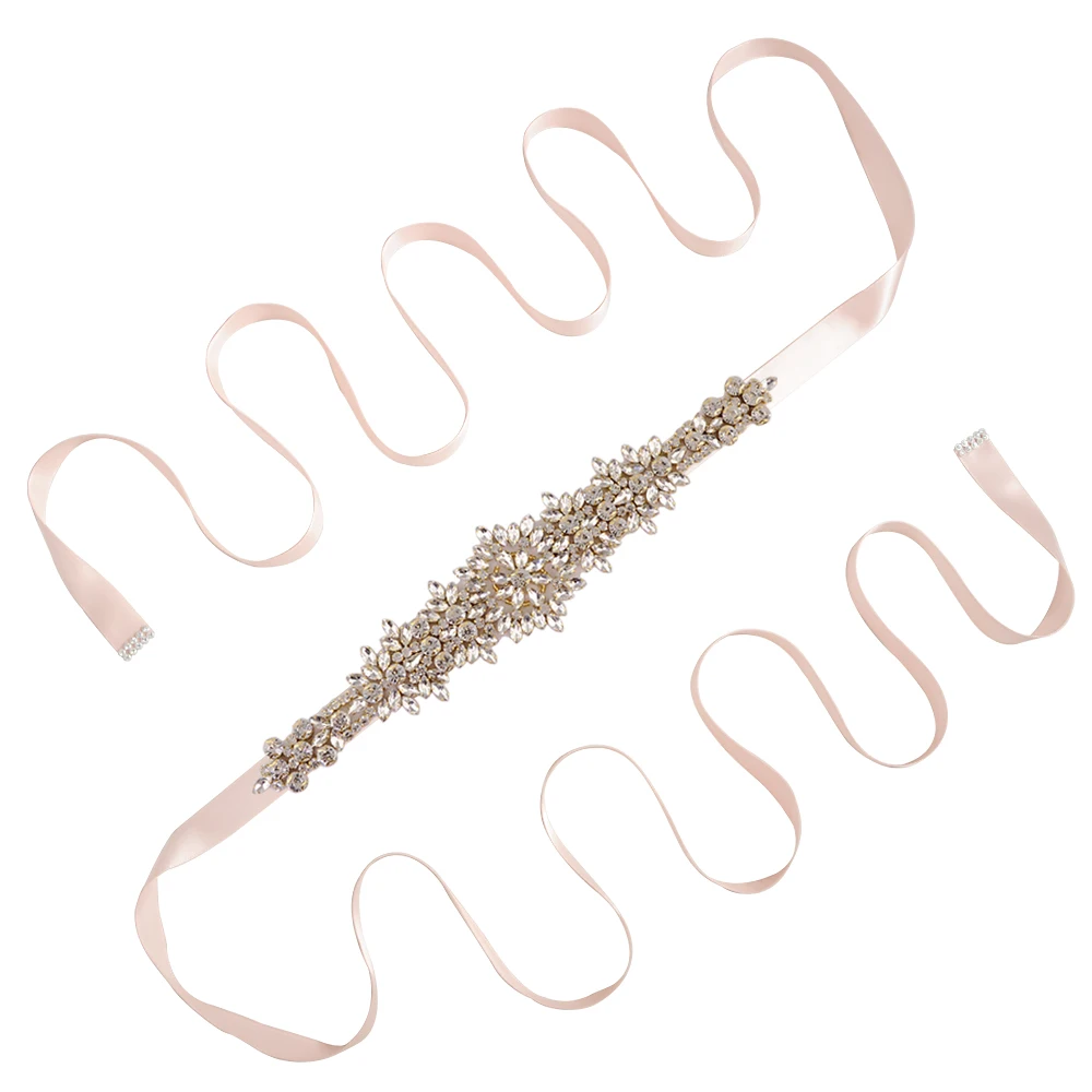 baby pink TRiXY, S319-G, Золотые кристаллы, стразы, пояс для невесты, ленты с кристаллами, пояс для свадьбы, пояс для невесты, платья для подружек невесты, аксессуары - Цвет: baby pink