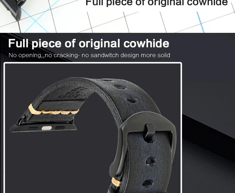 Кожаный ремешок для часов ручной работы ремешок для Apple Watch ремешок 44 мм 40 мм 42 мм 38 мм серия 5 4 3 2 iWatch Ремешки для наручных часов