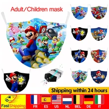Máscara de tecido super mario máscaras para crianças lavável pm2.5 filtro máscara protetora à prova vento boca adulto reutilizável algodão
