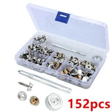 152 шт. 10 мм Винтовые шпильки из нержавеющей стали для лодки, морской холст, застежка-защелка, кнопка, винт, крышка для розетки, комплект, самонарезающиеся защелки, медь