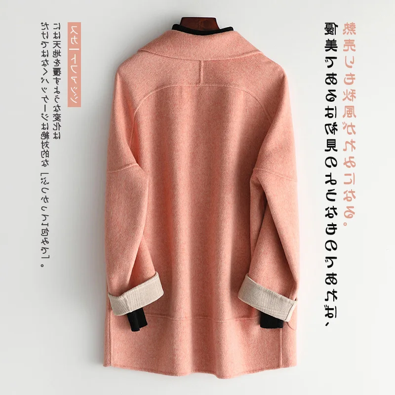 

Wool Coat Female Spring Autumn Jacket Women Overcoat Herringbone Pink Elegant Woman Coats Jackets 2020 M019 KJ2881
