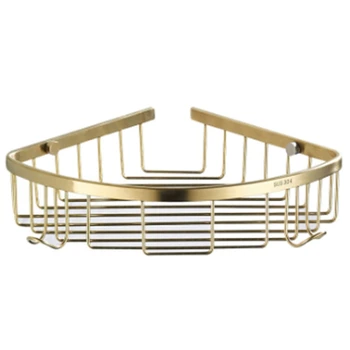 

Bathroom Shelves Brushed Gold Metal Shower Corner Shelf Wall Mount Shampoo Storage Shelf Rack Bathroom Basket Holder