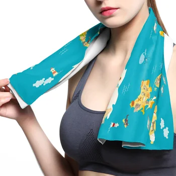 

Children'S Animal Chart World Map Face Towel Cooling ice Utility Instant Cozy Ice Cold for Running