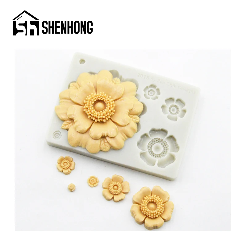 SHENHONG 3D Цветочный лепесток узор силиконовая помадка торт форма Свадебная