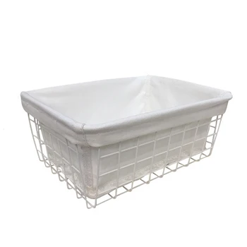 

Iron Wire Bedroom Bins With Handle Bathroom Closet Storage Basket Kitchen Cabinets Household Refrigerator Desk Organizer
