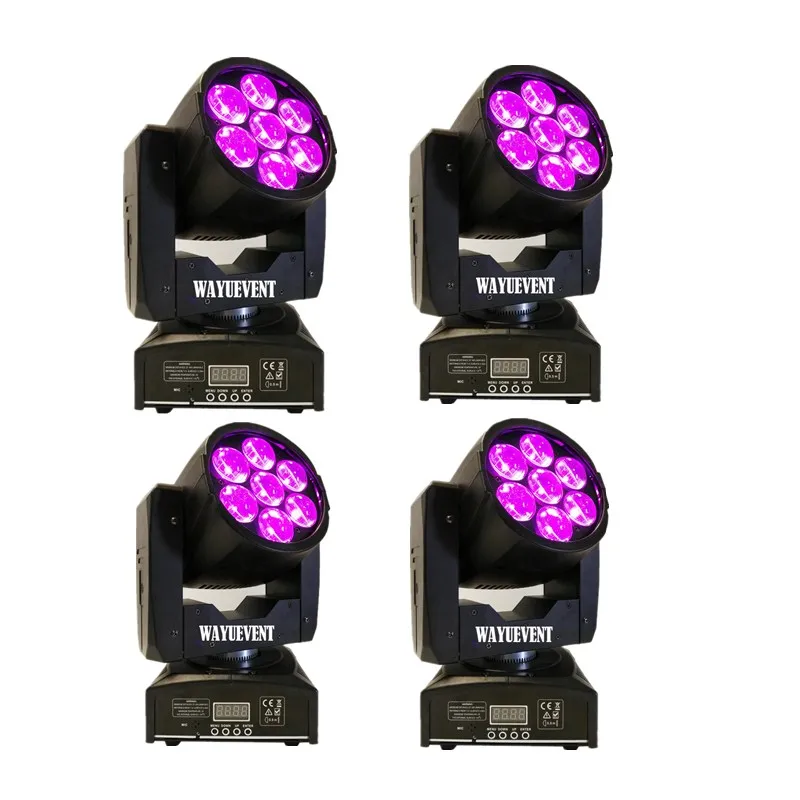 4 pcs Packed Светодиодный движущийся головной Луч света RGBW 4в1 Zoom мини прожекторы с движущимися огнями 7x15 Вт Поворотная лампа - Цвет: 4 pcs Packed