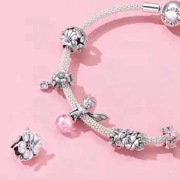 

925 sterling silver original daisy charms flower beads jewelry making fit Pandora bracelet DIY accessories woman fashion pendant