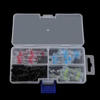 

100PCS/SET Heat Shrink Solder Sleeves Wire Crimp Polyolefin Butt Terminals Connectors Soldering Sleeve Kit With Box 600V