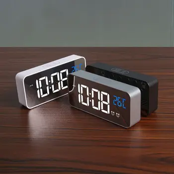 

LED Digital Alarm Clock Intelligent Voice Control Clock With Snooze Temperature Display Electronic Clock USB Charging